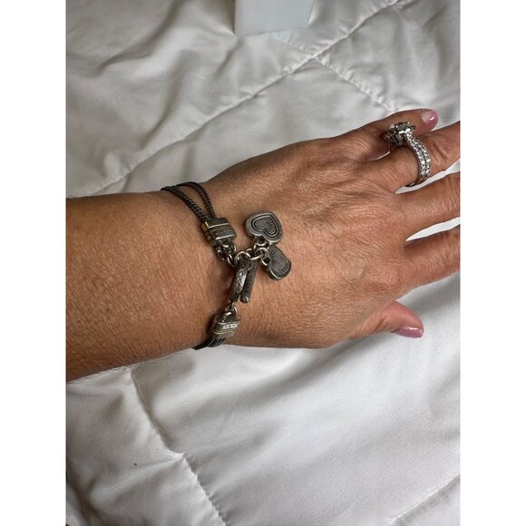 Brighton Heart TwoTone Multi-Strand Toggle Bracelet Silver Gold Accents 7 signed - Picture 10 of 11